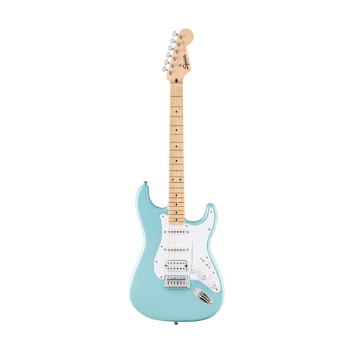 Squier FSR Sonic Stratocaster HSS Electric Guitar w/White Pickguard, Maple FB, Tropical Turquoise (B-Stock)