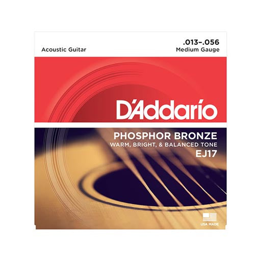 D'Addario EJ17 Phosphor Bronze Acoustic Guitar Strings, Medium, 13