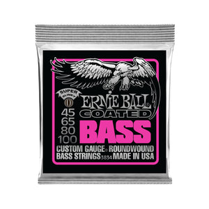 Ernie Ball Super Slinky Coated Electric Bass Strings, 45-100