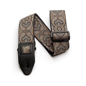 Ernie Ball Jacquard Guitar Strap, Gold and Black Paisley