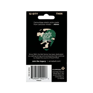 Ernie Ball Camouflage Cellulose Guitar Picks, Thin, 12-Pack