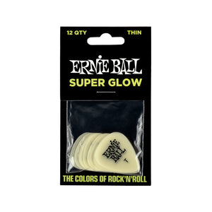 Ernie Ball Super Glow Cellulose Guitar Picks, Thin, 12-Pack