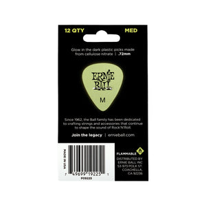 Ernie Ball Super Glow Cellulose Guitar Picks, Medium, 12-Pack