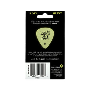 Ernie Ball Super Glow Cellulose Guitar Picks, Heavy, 12-Pack