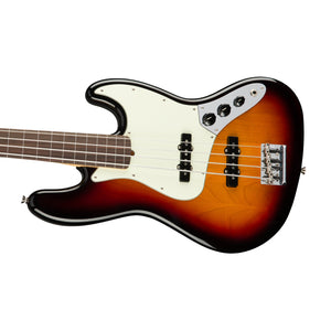 Fender American Professional Fretless Jazz Bass Guitar, RW FB, 3-Tone Sunburst