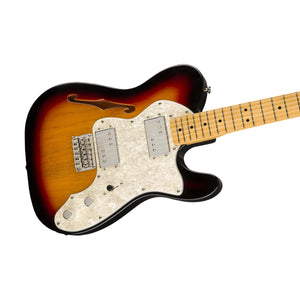 Squier Classic Vibe 70s Telecaster Thinline Electric Guitar, Maple FB, 3-Tone Sunburst