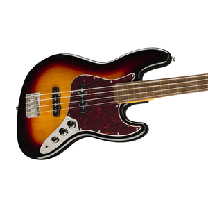 Squier Classic Vibe 60s Jazz Bass Fretless Guitar, Laurel FB, 3-Tone Sunburst