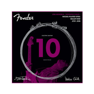 Fender Hendrix Voodoo Child Bullet End Nickel Plated Steel Electric Guitar Strings, 10-38