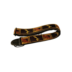 Fender 2 Inch Monogrammed Strap, Black/Yellow/Brown