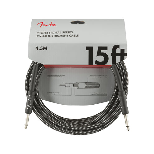 Fender Professional Series Instrument Cable, 15ft, Grey Tweed