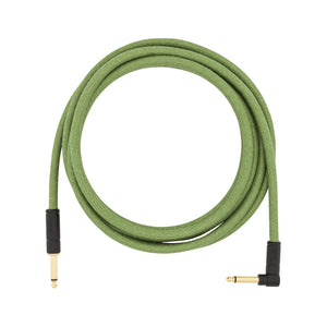 Fender Festival Hemp Angled Instrument Cable, 10ft, Pure Hemp, Green