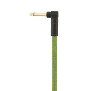 Fender Festival Hemp Angled Instrument Cable, 10ft, Pure Hemp, Green