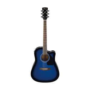 Ibanez PF15ECE-TBS Acoustic Guitar, Transparent Blue Sunburst High Gloss