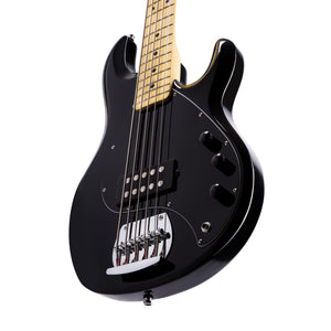 Sterling S.U.B Series RAY5 5-String Electric Bass Guitar, Maple Neck, Black