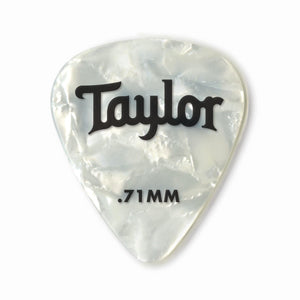 Taylor Celluloid 351 Picks, White Pearl, 0.71mm, 12-Pack